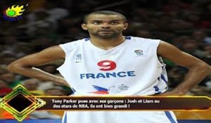 Tony Parker pose avec ses garçons : Josh et Liam au  des stars de NBA, ils ont bien grandi !