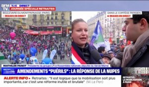 Mathilde Panot dénonce "l'opposition de façade" de Marine Le Pen, car "elle n'est pas dans la rue aujourd'hui"