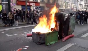 Voiture brûlée, abris-bus vandalisés... Des heurts éclatent en marge de la manifestation contre la réforme des retraites