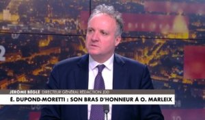Jérôme Béglé sur le bras d'honneur d'Eric Dupond-Moretti : «L'autorité du garde des Sceaux est annihilée par ce geste»