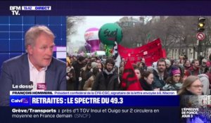 Selon François Hommeril, la CFE-CGC "continuera le combat" si la réforme des retraites est adoptée avec le 49.3