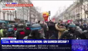 Manifestation à Paris: les forces de l'ordre chargent les black bloc, le cortège ralenti à Bastille