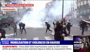Retraites: situation extrêmement tendue dans le quartier des Grands Boulevards à Paris