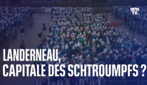 La commune de Landerneau tente de battre le record du monde des schtroumpfs