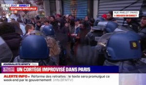 Réforme des retraites: un groupe de jeunes manifestants retenus par la police à Paris