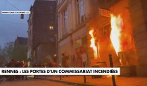 Réforme des retraites : la porte d'un poste de police incendiée par des manifestants à Rennes