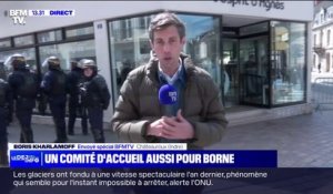 Des manifestants rassemblés à Châteauroux protestent contre la venue d'Élisabeth Borne