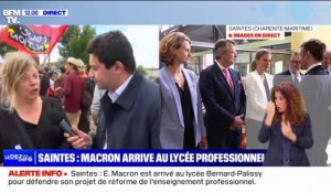 Emmanuel Macron est arrivé à Saintes, dans le lycée professionnel