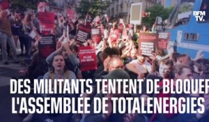 Des militants pour le climat tentent de bloquer l'assemblée générale de TotalEnergies, à Paris