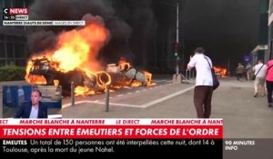 Nanterre - Plusieurs voitures renversées et en feu, attaque des forces de l'ordre : la marche blanche a dégénéré - Les reporters exfiltrés - Une journaliste menacée "d'égorgement"