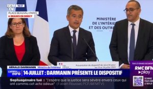 14 juillet -  Le Ministre Gérald Darmanin présente son plan de sécurité renforcé : "130.000 policiers et gendarmes mobilisés ainsi que le GIGN et le RAID - Arrêt des bus et des trams à 22h - Interdiction de manifester en France jusqu'au 15 juillet"