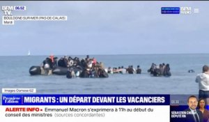 Une cinquantaine de migrants entament leur traversée vers l'Angleterre devant des vacanciers à Boulogne-sur-Mer