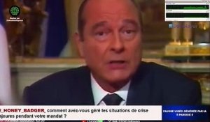 Pendant plusieurs jours, Emmanuel Macron mais aussi le général de Gaulle et Jacques Chirac ont répondu aux questions des internautes sur la plateforme Twitch:  Leurs voix et leurs mots étaient générés grâce à l'IA - VIDEO