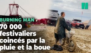 Au Burning Man 2023, plus de 70 000 festivaliers coincés par la pluie et la boue au milieu du désert