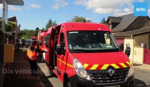 Exercice des pompiers à l'église de Chevillé