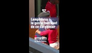 Lampedusa: le geste touchant d'un carabinier qui rassure une petite fille