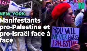 Des manifestants pro-Palestine et pro-Israël face à face à New York