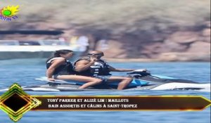 Tony Parker et Alizé Lim : Maillots  bain assortis et câlins à Saint-Tropez