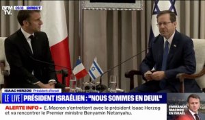 "Nous sommes en deuil": Isaac Herzog, président israélien, s'exprime lors de sa rencontre avec Emmanuel Macron