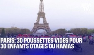 Paris: 30 poussettes vides sur le Champ-de-Mars pour symboliser 30 enfants israéliens otages du Hamas