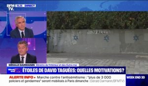 Étoiles de David taguées: "L'ingérence étrangère est possible", affirme Gérald Darmanin