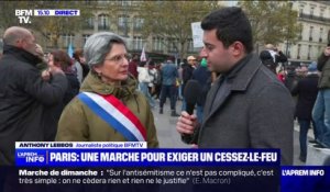 Marche contre la guerre: "Ma présence ici n'approuve pas [les messages pro-Hamas], de même que ma présence [à la marche contre l'antisémitisme] n'approuvera pas le message de l'extrême droite", affirme Sandrine Rousseau