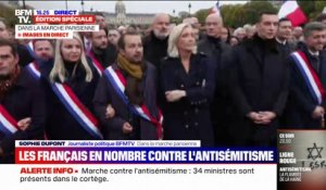 Le Rassemblement national est positionné en queue de cortège de la marche contre l'antisémitisme à Paris