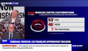53% des Français pensent qu'Emmanuel Macron a eu raison de ne pas participer à la marche contre l'antisémitisme (sondage Elabe/BFMTV)