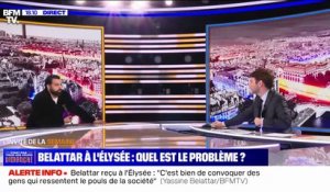 L'humoriste Yassine Belattar confirme sur BFM TV avoir été reçu à l'Elysée et ne pas avoir été à la marche contre l'antisémitisme en raison de la présence du RN : "Je ne manifeste pas avec mes bourreaux"