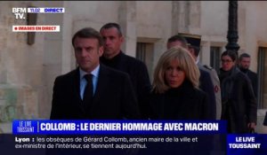 Obsèques de Gérard Collomb: l'arrivée d'Emmanuel et Brigitte Macron à la cathédrale Saint-Jean de Lyon