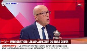Loi immigration: Éric Ciotti souhaite "un délai de 5 ans" avant que les étrangers qui ne travaillent pas puissent toucher des prestations sociales