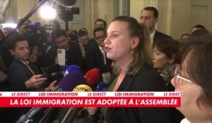 Mathilde Panot, la présidente du groupe de la France Insoumise à l'Assemblée nationale, réagit à l'adoption définitive du projet de loi immigration par le Parlement
