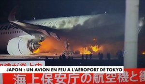 Japon : un avion en feu à l'aéroport de Tokyo