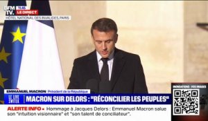 Emmanuel Macron: "Le 27 décembre dernier, son chemin ne s'est pas interrompu, Jacques Delors nous a juste passé le relais"