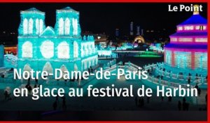 Notre-Dame de Paris en sculpture de glace au festival d'Harbin