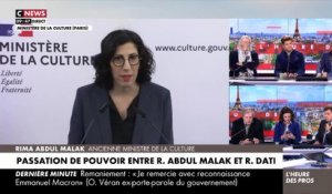 Revoir le discours de l’ex-ministre de la Culture Rima Abdul-Malak lors de la passation de pouvoir avec Rachida Dati