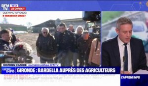 Gironde: Jordan Bardella, président du Rassemblement national, en visite auprès des agriculteurs de Queyrac