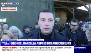 Depuis la Gironde, Jordan Bardella estime que la colère des agriculteurs illustre "le cri d'un peuple français qui ne veut pas mourir"