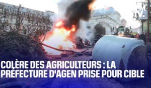 Colère des agriculteurs: les images de la préfecture d'Agen prise pour cible