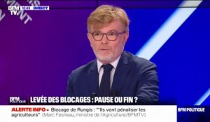 Marc Fesneau "condamne les violences" et estime que "les agriculteurs doivent pouvoir exprimer leurs revendications mais pas au prix du blocus de Paris"