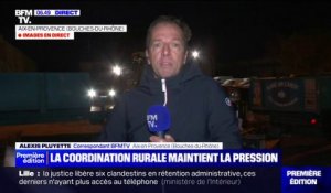 Une vingtaine d'agriculteurs bloquent une plateforme logistique des supermarchés Casino à Aix-en-Provence