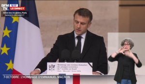 Hommage aux victimes françaises de l'attaque du 7 octobre: "Jamais en nous, nous ne laisserons prospérer l'esprit de revanche", affirme Emmanuel Macron
