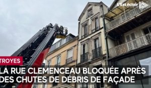 La rue Clémenceau à Troyes bloquée ce samedi 10 février après des chutes de débris de façade
