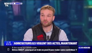Colère des agriculteurs: Bastien Lombard, président des Jeunes Agriculteurs de la Marne, réclame des mesures "concrètes"