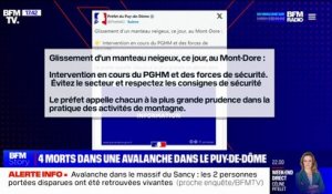 Avalanche dans le Puy-de-Dôme: 4 personnes sont mortes, 2 portés disparus ont été retrouvés