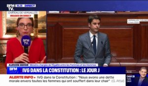 IVG dans la Constitution: Aurore Bergé, ministre chargée de l'Égalité entre les Femmes et les Hommes, salue "une unité puissante"