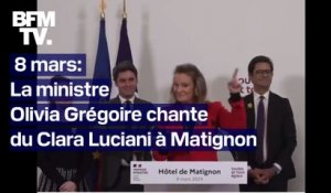 8 mars: la ministre Olivia Grégoire chante "La Grenade" de Clara Luciani à Matignon