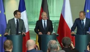 Ukraine: la conférence de presse d'Emmanuel Macron, Olaf Scholz et Donald Tusk à Berlin