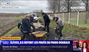 Paris-Roubaix: des étudiants restaurent un chemin pavé avant le début de la course