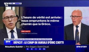 Déficit public: "Les Français vont payer l'irresponsabilité de la gestion budgétaire de l'État", affirme Éric Ciotti (président des Républicains)